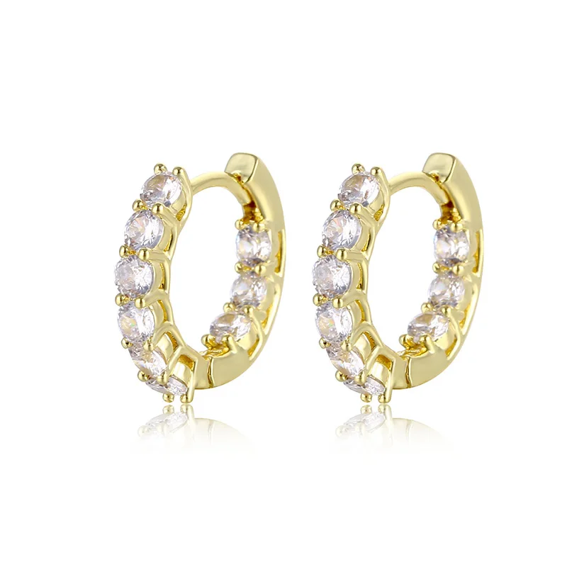 ENSHIR European and American Zircon Hoop Earrings Small Huggie Hoop Earrings for Women Girls Piercing Brincos