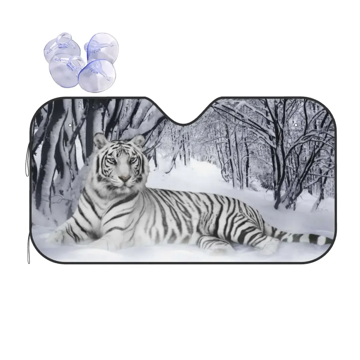 Bengal White Tiger Folding Windshield Sunshade 76x140cm Animal Lovers Aluminium Foil Sunshade Visor Car-covers