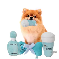 Lovely Stuffed Plush Pet Chewing Toys Plush Dog Wine Bottle Squeaky Toys With BB Sound