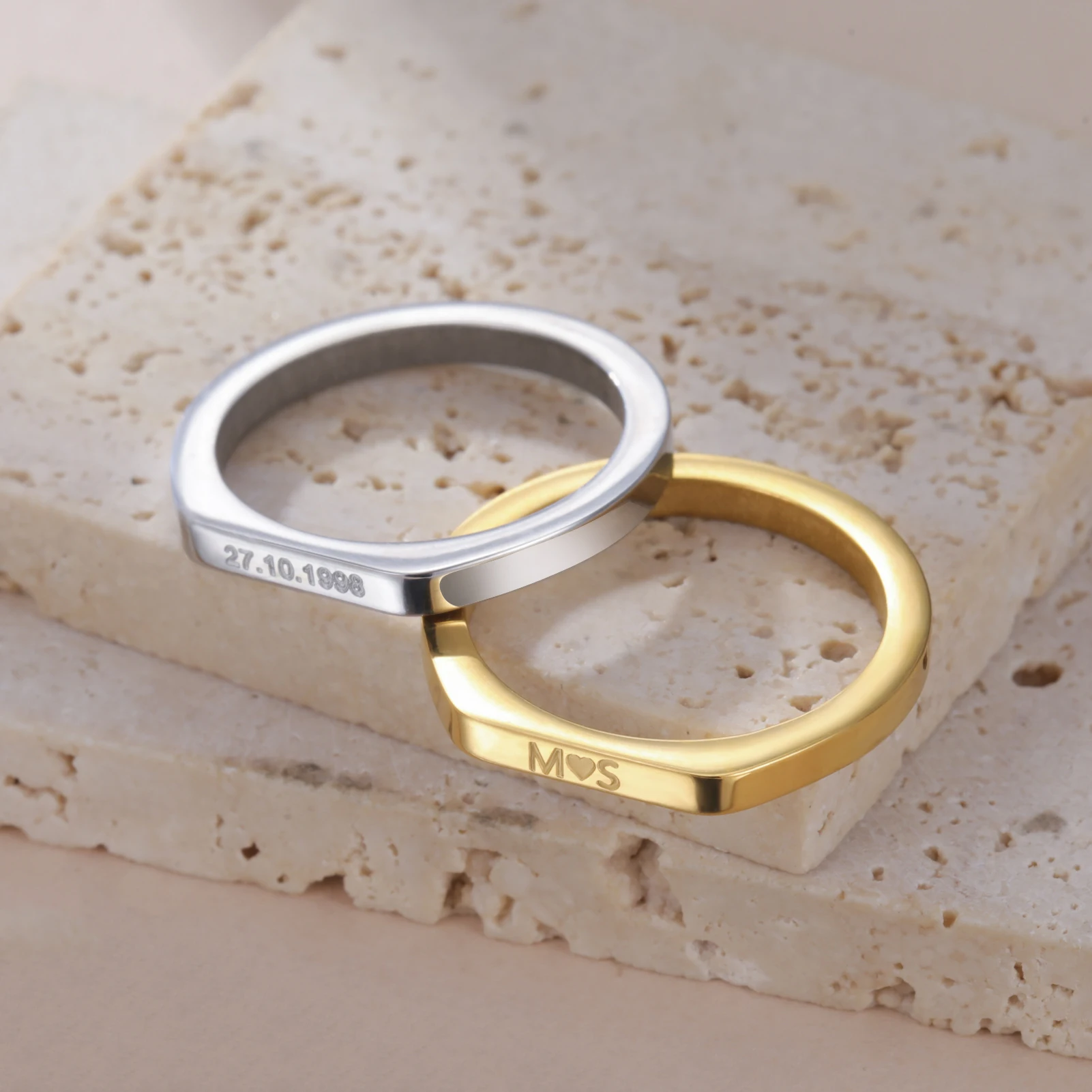 Engraved Name Ring Women Men Stainless Steel Jewelry Personalized Name Rings Custom Couple Anniversary Wedding Christmas Gifts - Image 4