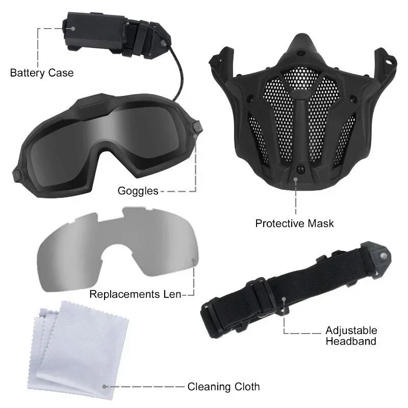 ZXYHFE Tactical Half Face Mask Anti-fog Fan Shooting Protective Equipment CS Wargame Hunting Gear Airsoft Paintball Accessories