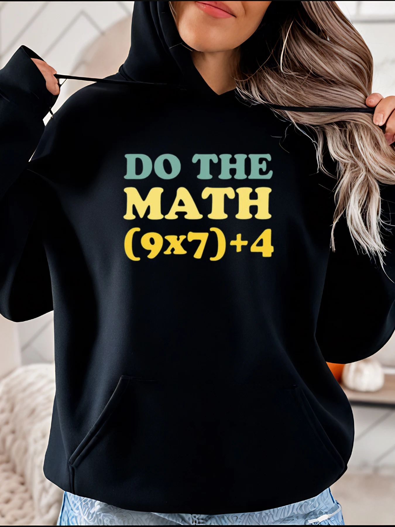 Do the Math Equation Print Hoodie Casual Style with Number Design for Women Daily Wear