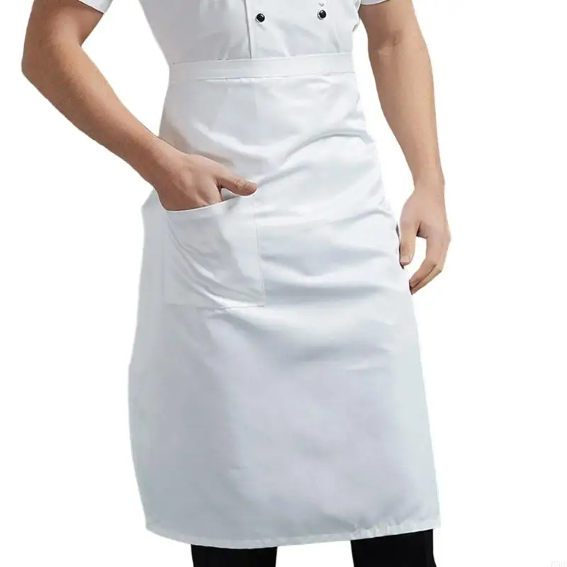 77HE 実用的なポリエステルキッチンエプロン半身こぼれ防止シェフ作業エプロンレストラン調理スタッフ用