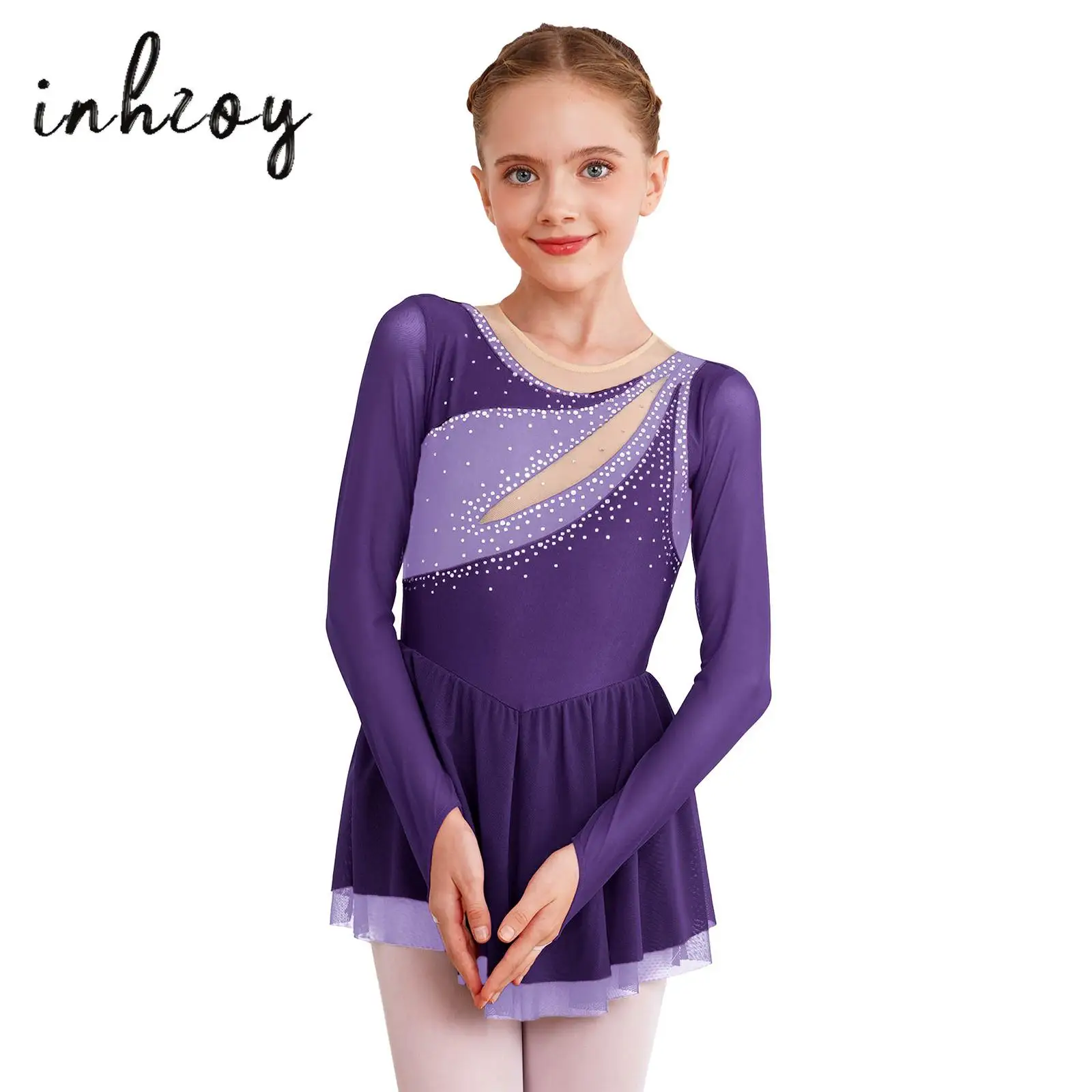 

Детское гимнастическое платье для девочек, платье для катания на коньках, женское Сетчатое Тюлевое трико, платье балерины, танцевальная пачка, Одежда для танцев