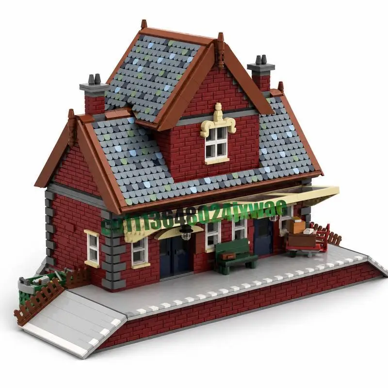 4360 Parts Village Train Station MOC Modular Architecture Model Custom Puzzle DIY Creative Assembly Educational Toy Popular Gift
