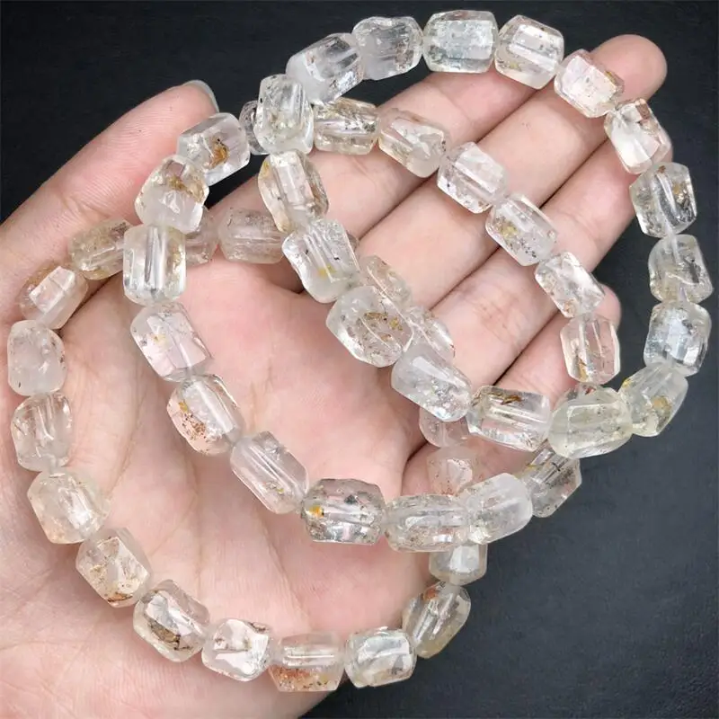 Natural Freeform Golden Herkimer Diamond Bracelet Charms Handmade Fortune Energy Mineral Woman Amulet Jewelry Gift 1PCS