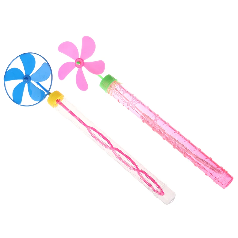 Estate popolare mulino a vento a cinque foglie Multicolor Bubble Stick Beach Color sapone Bubble Spray Bubble Stick per bambini giocattoli casuali