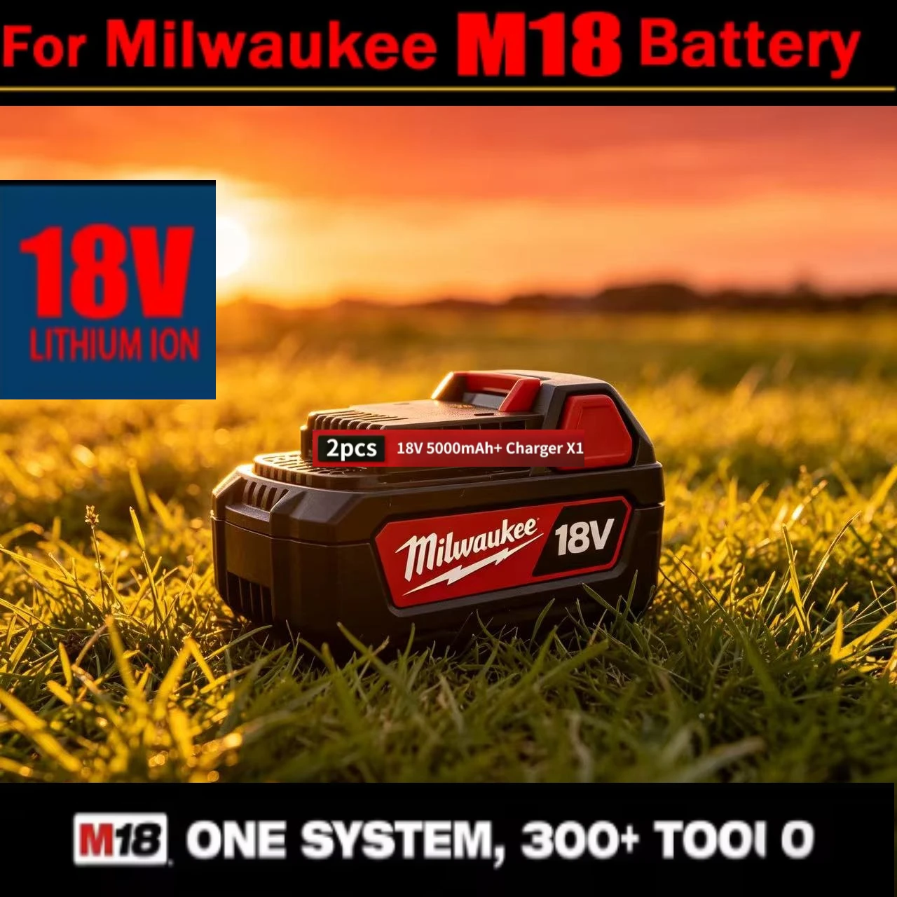 

Milwaukee M18 18V Battery Long Cycle Life Stable Output Li-ion Replacement For M18 Cordless Drill Grinder Circular Saw