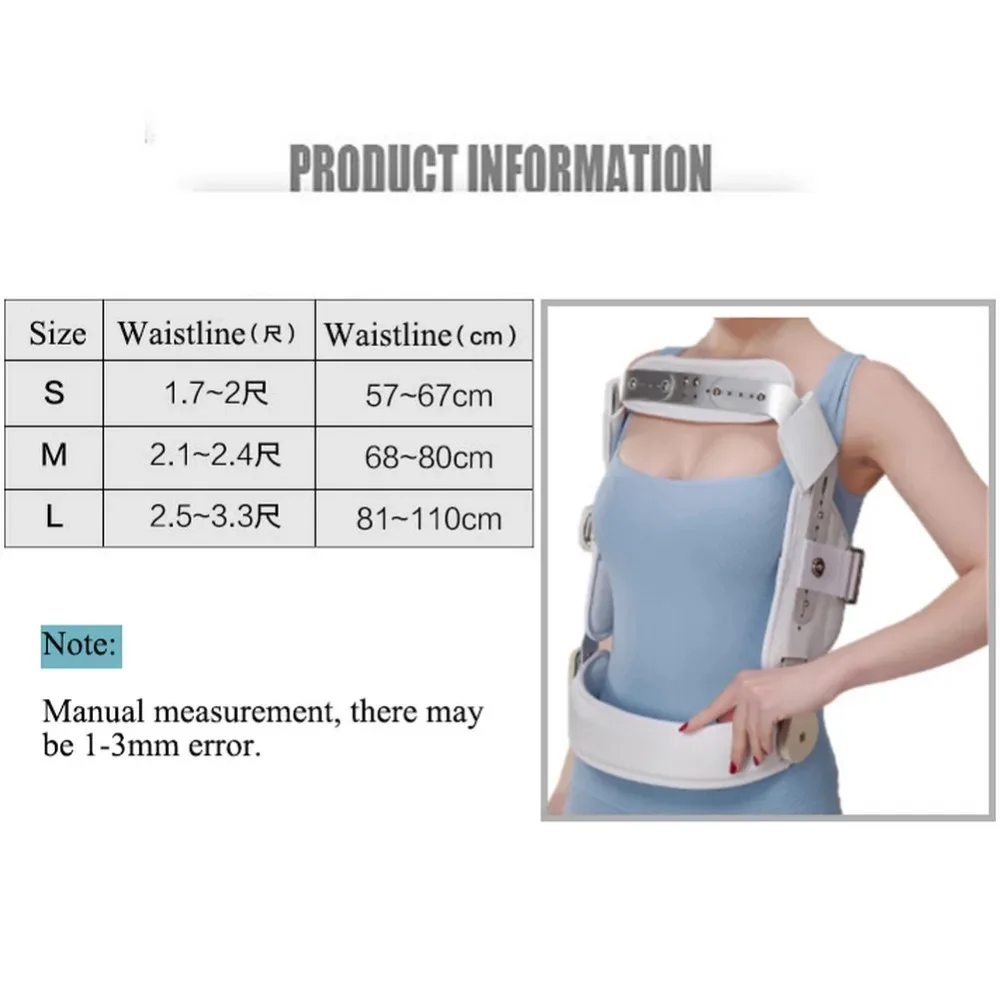 Adjustable Spinal Hyperextension Fixator A Scoliosis Fixation Support Hunchback Fixation Thoracolumbar Fracture Support White