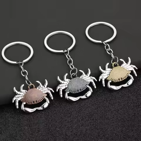 crab keychain Crab Silver Color Pendants DIY Men Jewelry Car Key Chain Ring Holder Souvenir For Gift