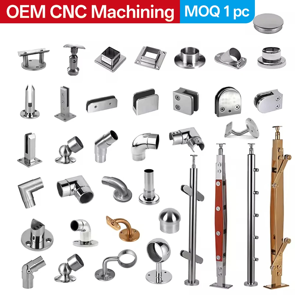 Custom High-Strength Stainless Steel Glass Clamp Balcony Stair Handrail Accessories Guardrail Post Set Guardrail Installation