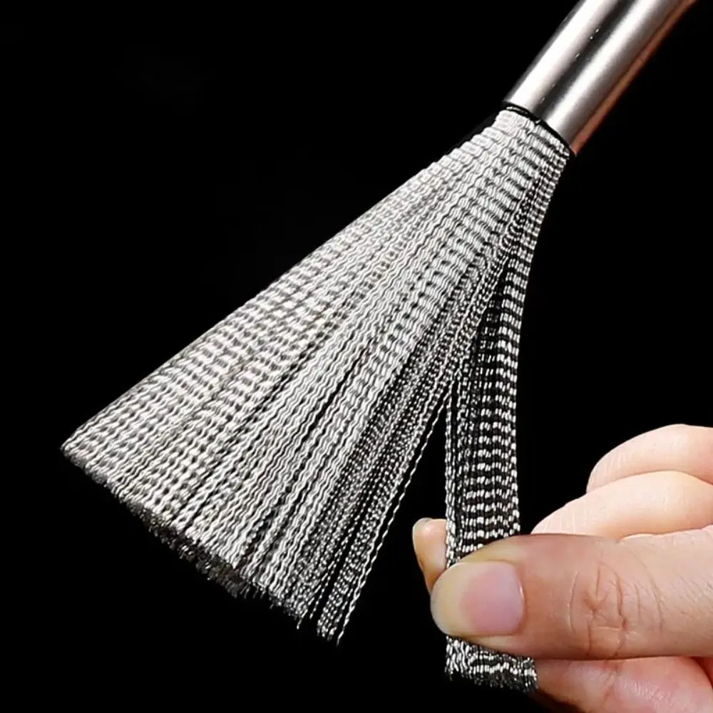 Anti-Rust Stainless Steel Pan Brush Utensil Scrubber Long Handle Cleaning Brush Kitchen Clean Tools Pot Cleaner