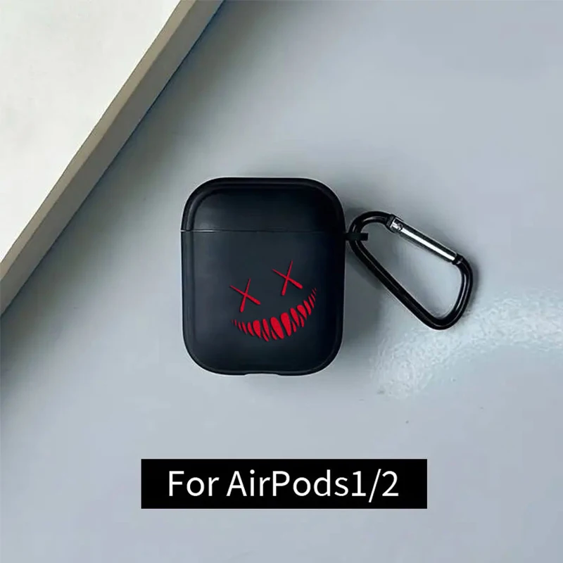 Rode Glimlach op het gezicht Airpods Case Oortelefoon Case voor Airpods 1 2 3 4 Pro 2 Generatie Airpod Case Cover Cadeau voor vriend