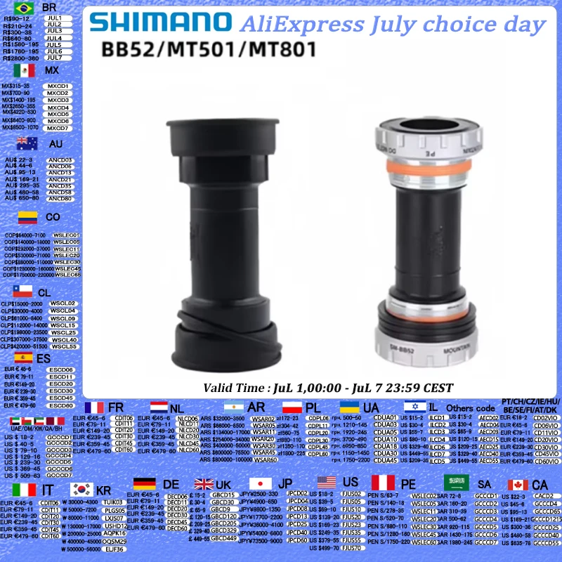 Shimano DEORE XT SLX MT800 MT801 BB52 MT501 BB93 BB80 68mm/73mm 89,5/92mm prensa BB MTB soporte inferior para M5100 M6100 M7100