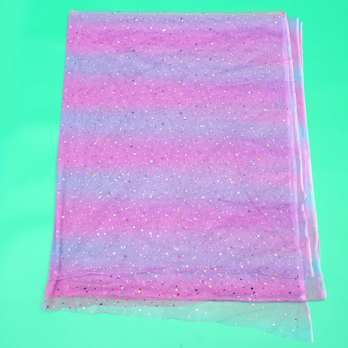 

Star Shape Sequin Gauze Fabric Gradient Rainbow Cloth Lightweight Wedding Christmas Decoration Yarn