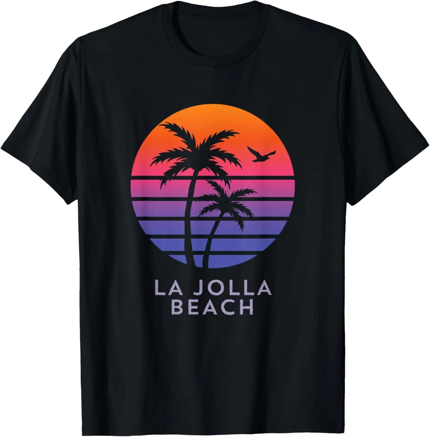 La Jolla Beach T-Shirt With California Palm Trees And Sunset T-Shirt