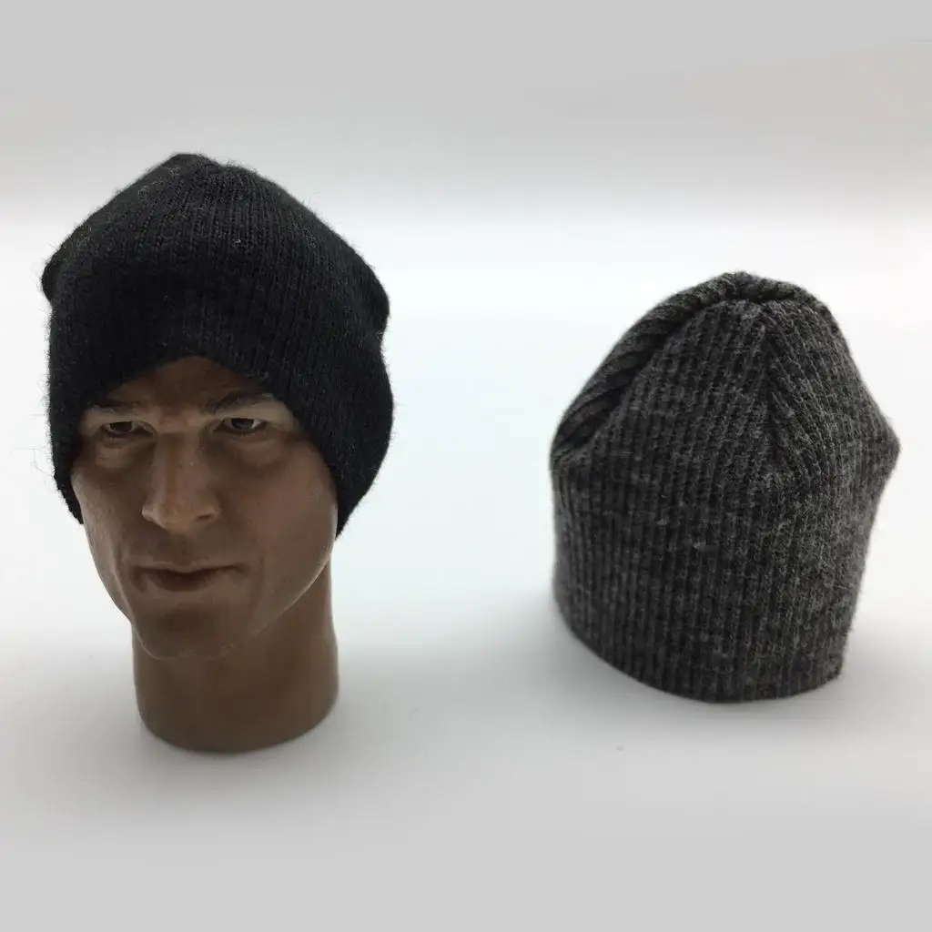 Black Knitted Hat Accessory for 1/6 Scale Male Action Figure Outfit Collection