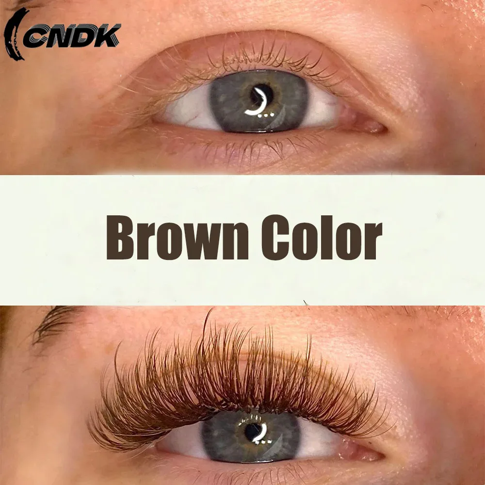 Brown Colored Premade Loose Fans 5D 6D D Curl 500 Fans Thin Pointy Base Lash Extensions 8-15mm Mixed Russian Volume Lashes