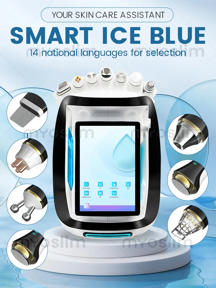 جهاز ذكي جديد للأكسجين المائي باللون الأزرق الجليدي منظف الوجه ذو الفقاعات الصغيرة يزيل الجلد الميت والرؤوس السوداء على f