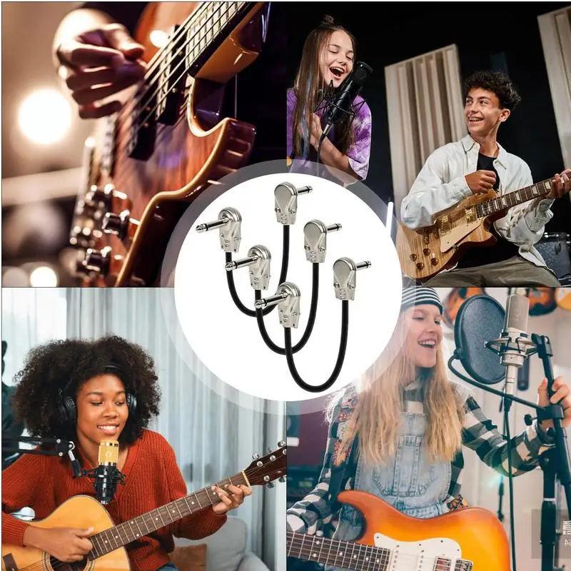 Cavi patch per chitarra Cavi per pedali per chitarra da 6 pollici per effetti pedaliera Cavo per strumento stereo ad angolo retto 3x per palco