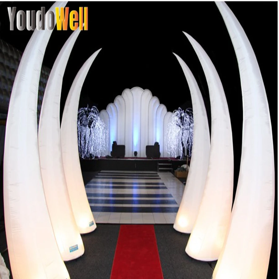 2.5m Inflatable Curved Cone High Straight Column with Color Variable LED Lights Suitable for Event Decoration