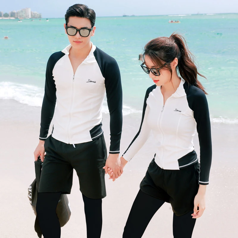 Wisuwore Korean Version Split Diving Suit with Quick Drying Zipper Jellyfish Couple Long Sleeved Swimming and Surfing Suit 2023