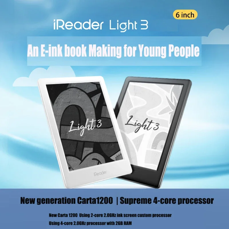 Book Reader com tela de tinta colorida, E Book Reader, 6 polegadas