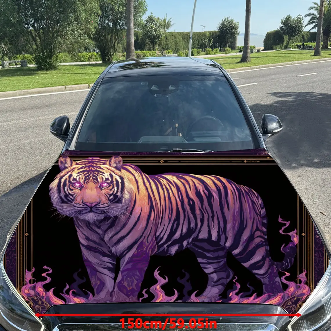 Purple Tiger Car Hood Stickers-Durable PVC Film Protective Film, Scratch Resistant Decoration, Suitable For Most Cars, Trucks, S