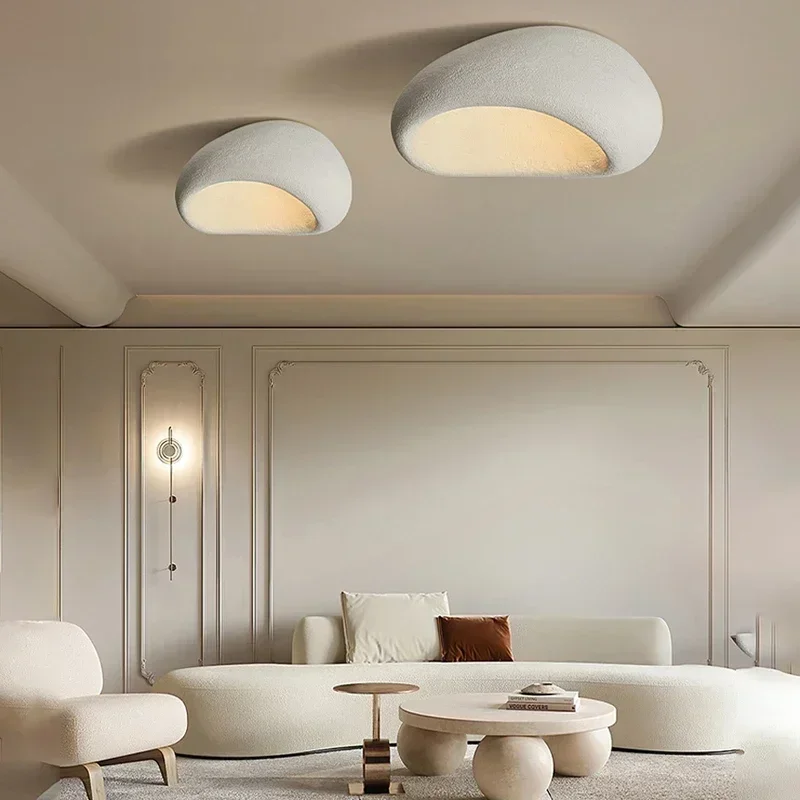 Nordic Minimalist Wabi Sabi Cream Wind LED Ceiling Light Living Room Dining Room Home Decoration Lighting