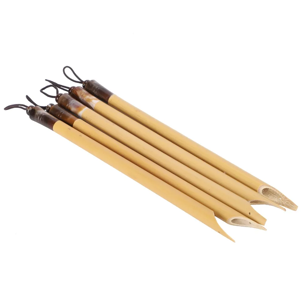 

Набор из 5 бамбуковых перьев для каллиграфии, 5 размеров перьев, для начинающих, в коробке, бамбуковые перья №1-5, набор со скошенными перьями, прост в использовании