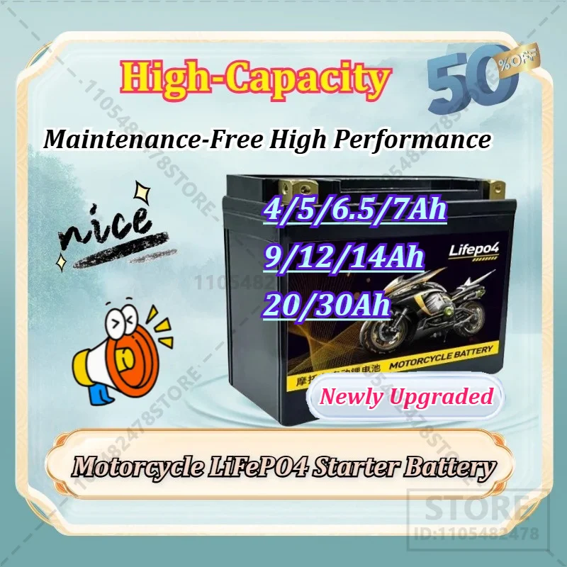 

12V 30Ah LiFePO4 Motorcycle Starter Battery MaintenanceFree High Performance Long Lifespan for Yamaha for Suzuki Scooter Cruiser