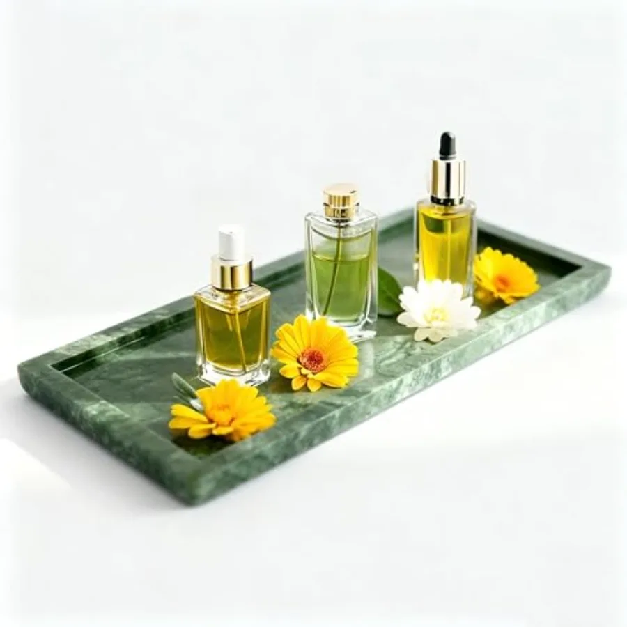 

Natural Marble Vanity Bathroom Tray, 12 x 6 Inch Elegant Home Decor Tray for Kitchen, Bathroom, Dresser, Coffee Table, Sink Sto