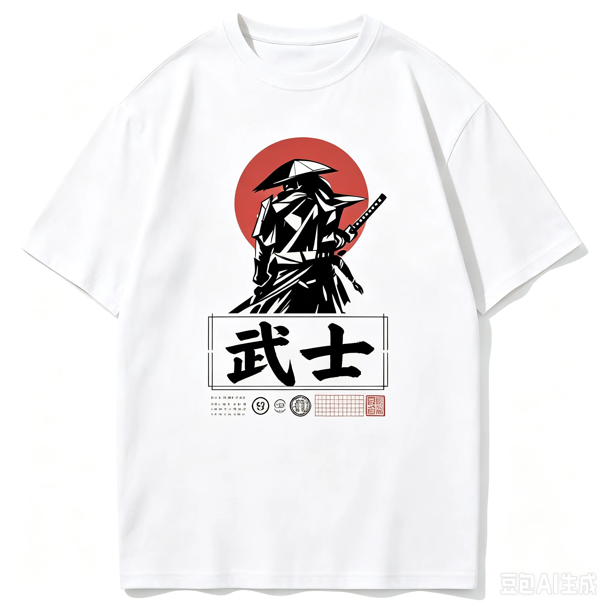 Men Women Vintage Samurai Kanji T Shirt Japan Bushido Red Sun Short Sleeve Tops