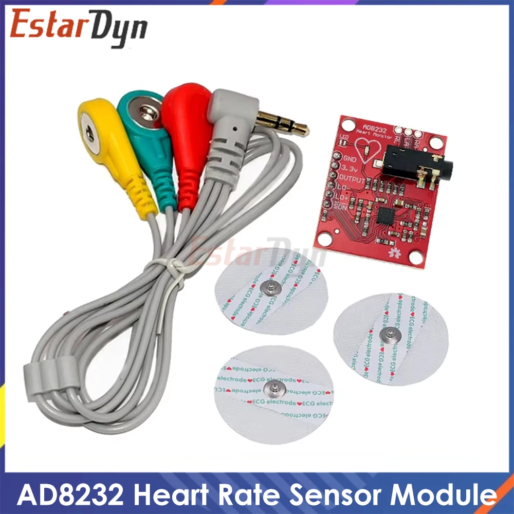 AD8232 Módulo Ecg AD8232 Medição Ecg Pulso Coração Kit de Módulo de Sensor de Monitoramento Ecg Diy