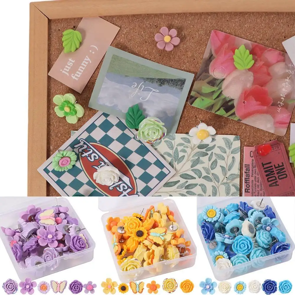 30Pcs Easy Install DIY Butterfly Push Pins Creative 3D Thumb Tacks with Box Multifunctional Decorative Studs Corkboard