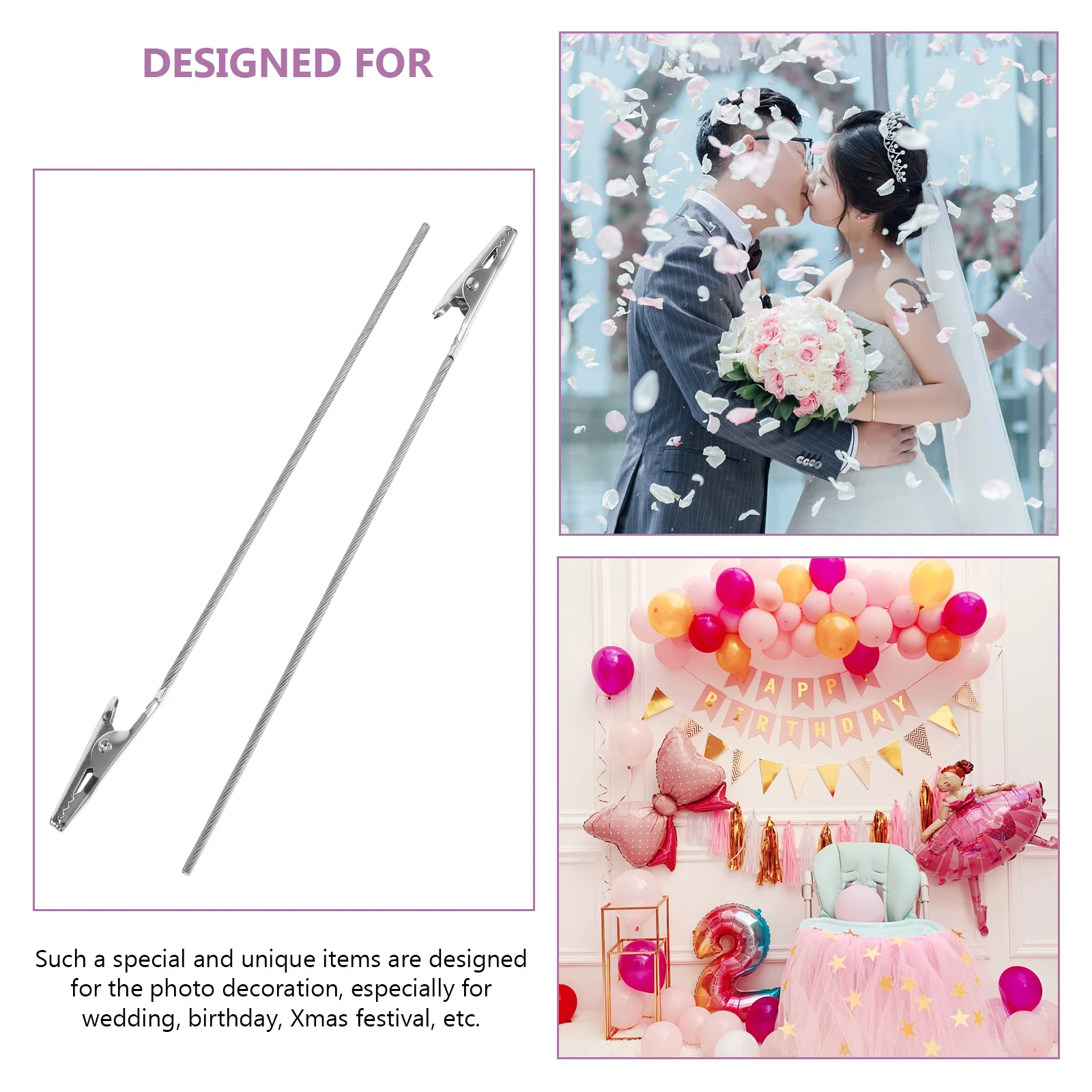 

50pcs Steel Wire Rope Clamps 15cm Alligator Clips for Photo Memo Crafts Decorations Table Number Cards