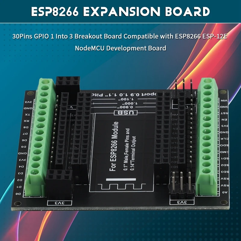 ESP8266 Expansion Board 30Pins GPIO 1 Into 3 Breakout Board Compatible With ESP8266 ESP-12E Nodemcu Development Board