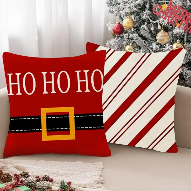 Christmas Throw Pillow Covers 45x45cm Set of 4,Party Decorations Snowman Santa Claus Merry Christmas Holiday Decor for Home