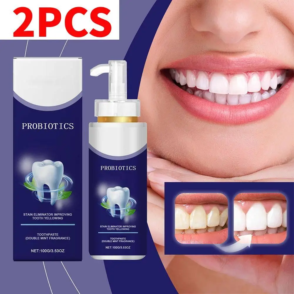 2PCS 100g Probiotic Toothpaste Whitening Tooth Remove Plaque Stains Teeth Whitener Oral Hygiene Clean Fresh Breath Dental