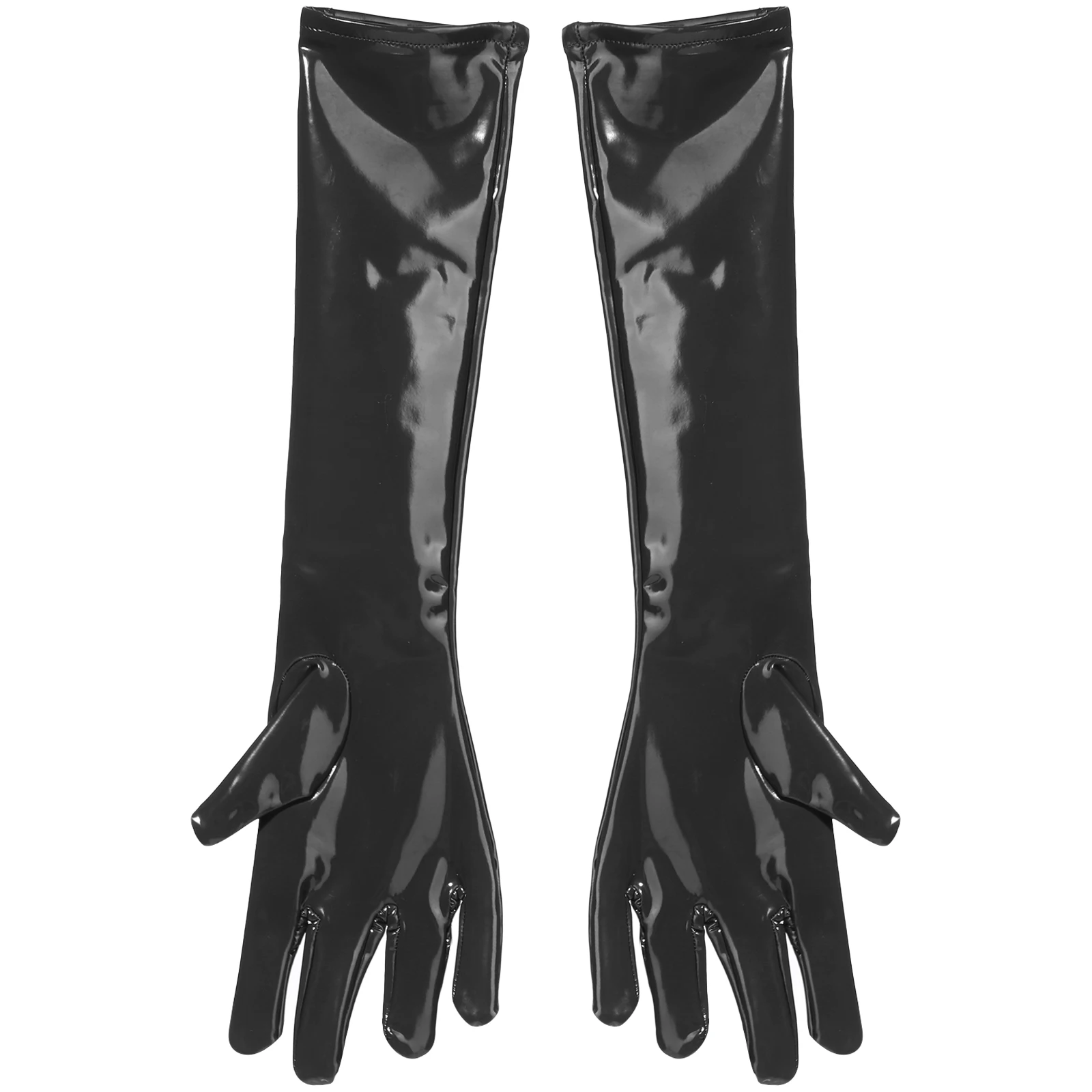 

Adult Sexy Long Latex Gloves Black Ladies Masquerade Faux Leather Gloves Wet Look Glossy Gloves for Cosplay Costumes Accessories