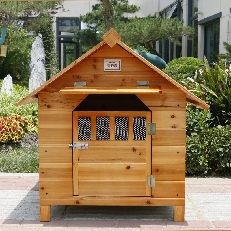 Outdoor Solid Fir Wood Dog House Kennel Waterproof Leakproof Dog Cage for Small Medium Large Dogs Cats House with Door Window