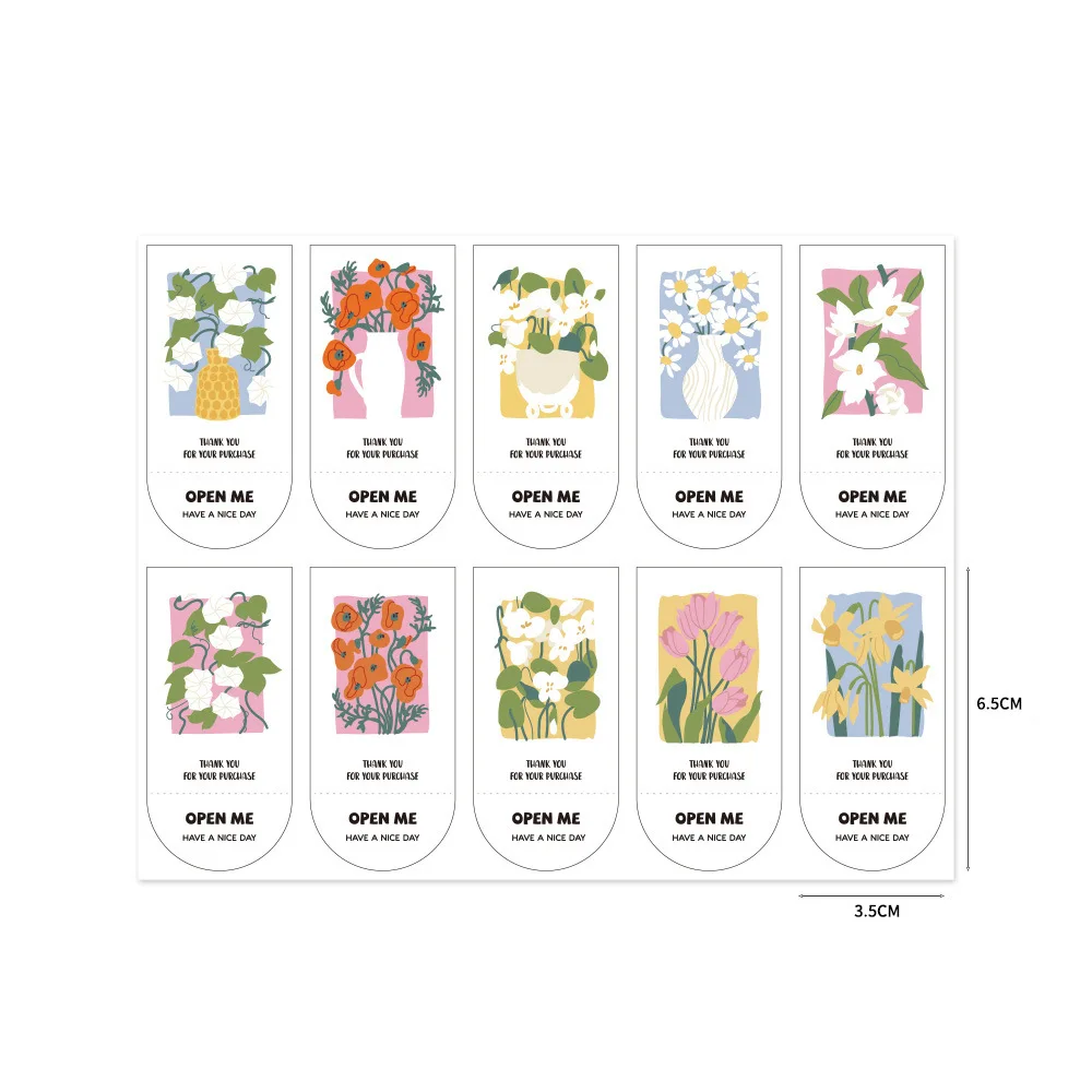 50-100pcs/pack Thank You for Your Order Stickers Flowers Decorative Sealing Stickers for Business Delivery Packaging Mailing Bag