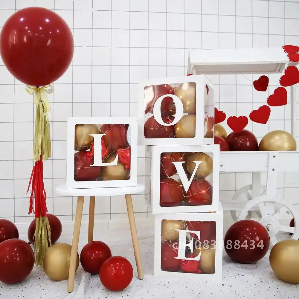 

Name Transparent Packing Box Alphabet Balloon Box Birthday Wedding 1st Birthday Party Decor Kids Latex Balloon Baby shower Girl