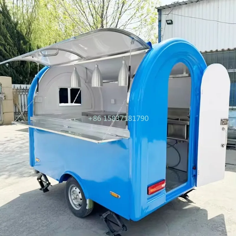 Street Food Cart Dining Car Ice Cream Food Trailer Multifunctional Hot Dog Hamburger Fast Food Cart Mobile Dining Car Truck