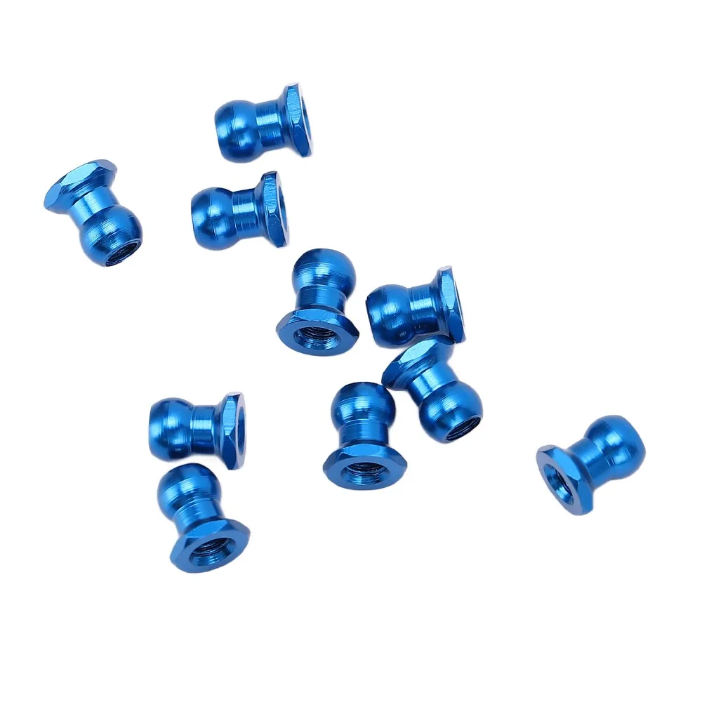10Pcs Aluminum Alloy Ball Nut Set 5mm Upgrade Replacement Parts Ball Connector Nut for Tamiya 53640 1/10 RC Car and Buggy