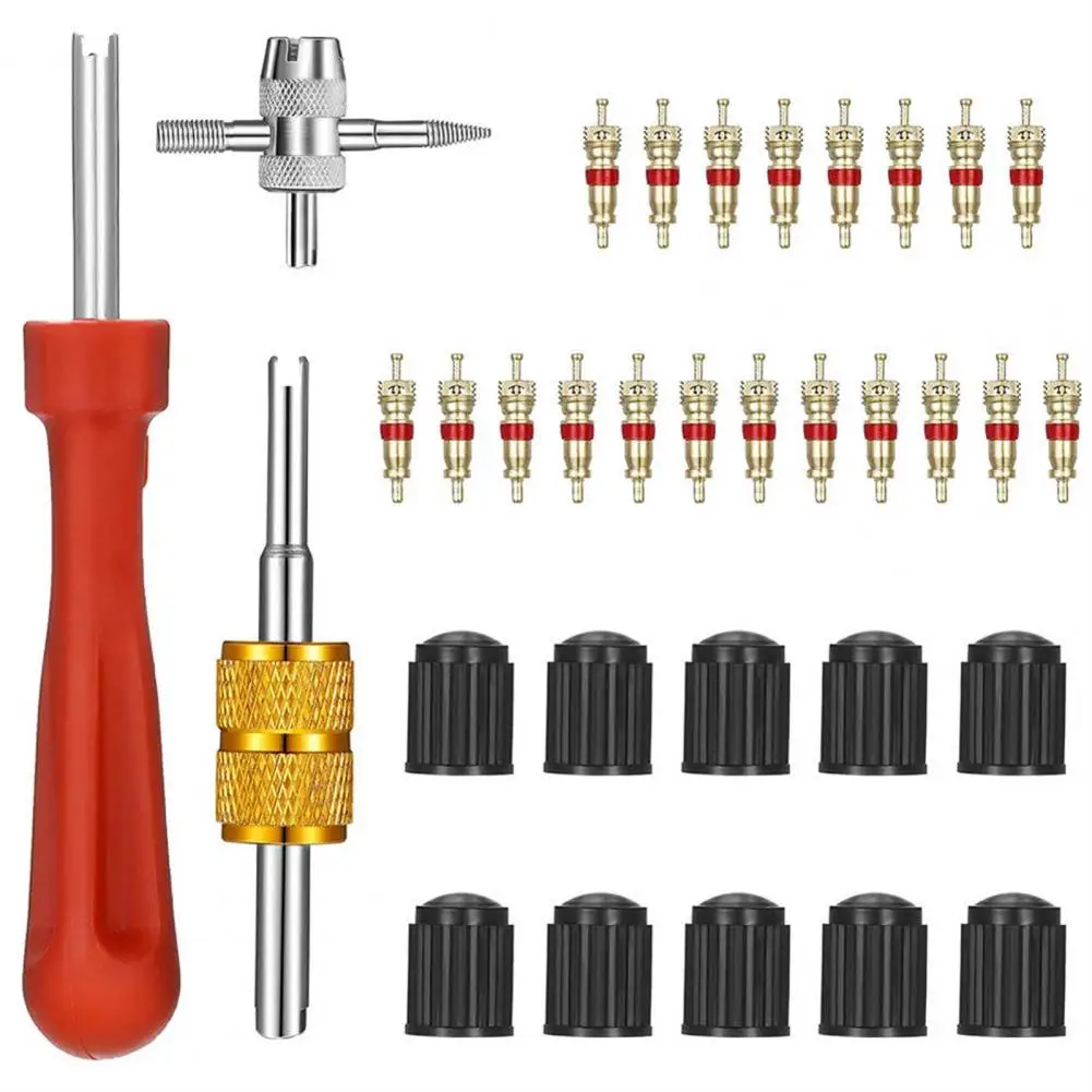 33Pcs/Set Valve Stem Installer Superior Strength Quick Installation Reliable Electric Vehicles Tyre Valve Core Remover