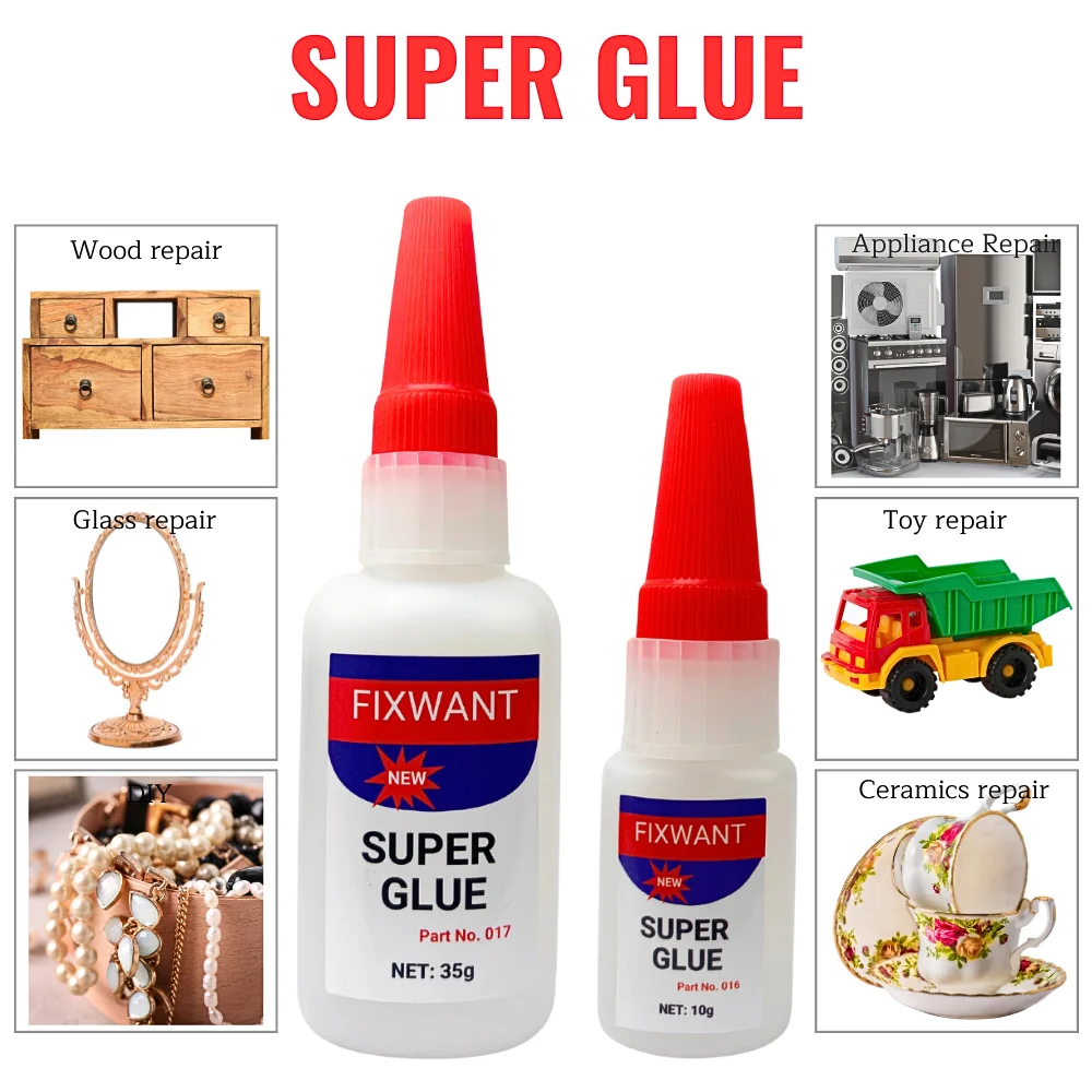 fixwant cola super forte universal plastico madeira ceramica metal impermeavel adesivo de secagem rapida 10g 35g 01