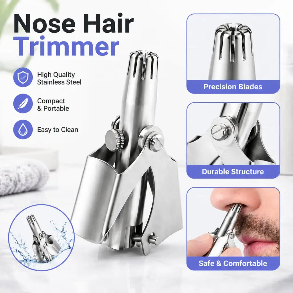 1PC Manual Nose Hair Trimmer Portable Compact Grooming Tool Easy to Use Easy Cleaning for Home Travel Household Accessory