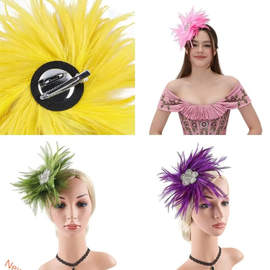 

Sparkling Rhinestones Flower Hair Clip Hair Ornament for Derby Parties LXAD