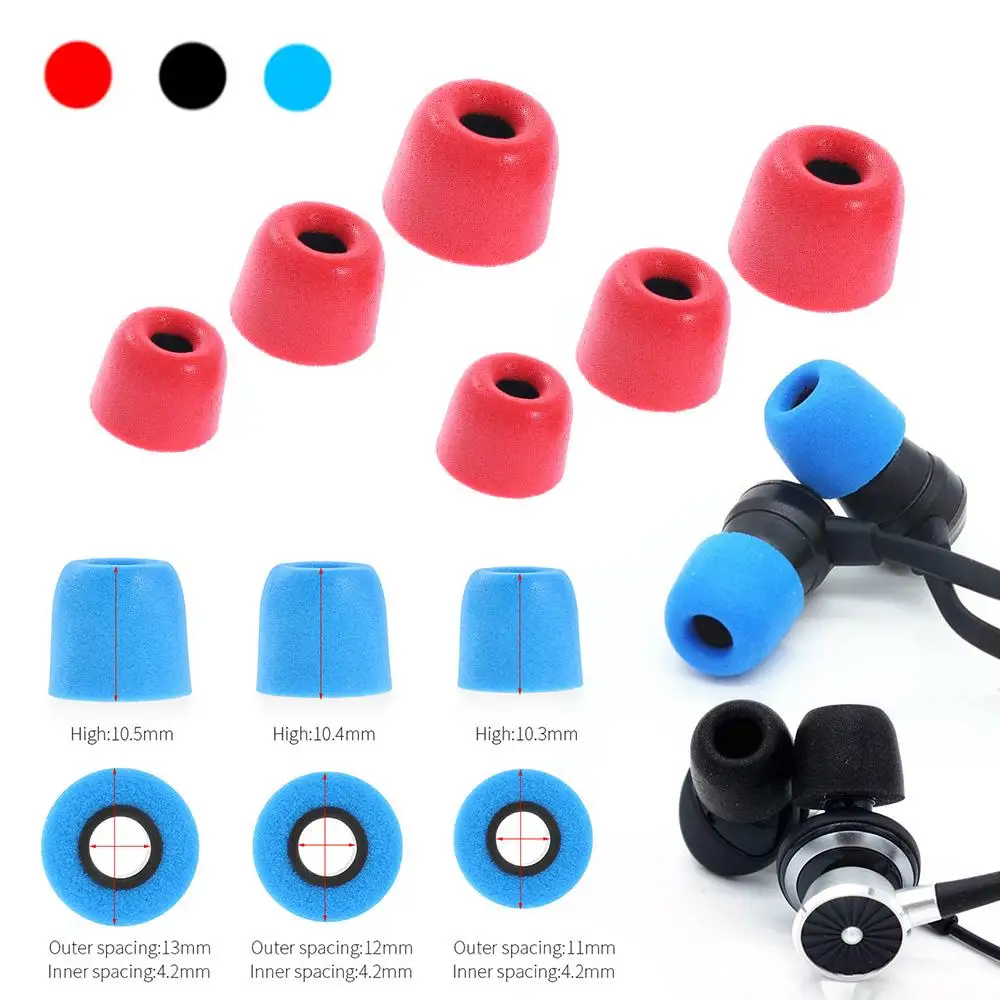 

3 Pairs Replacement Noise Isolating For Earphone Headphones Memory Foam Ear Pads Eartips Ear Tips